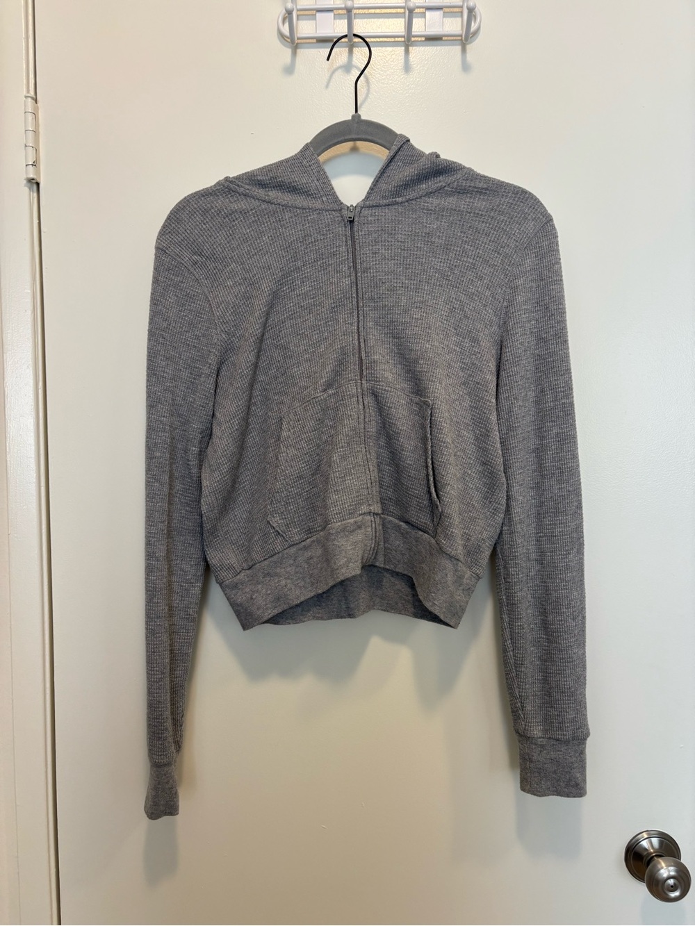 TNA Aritzia cropped waffle zip up hoodie